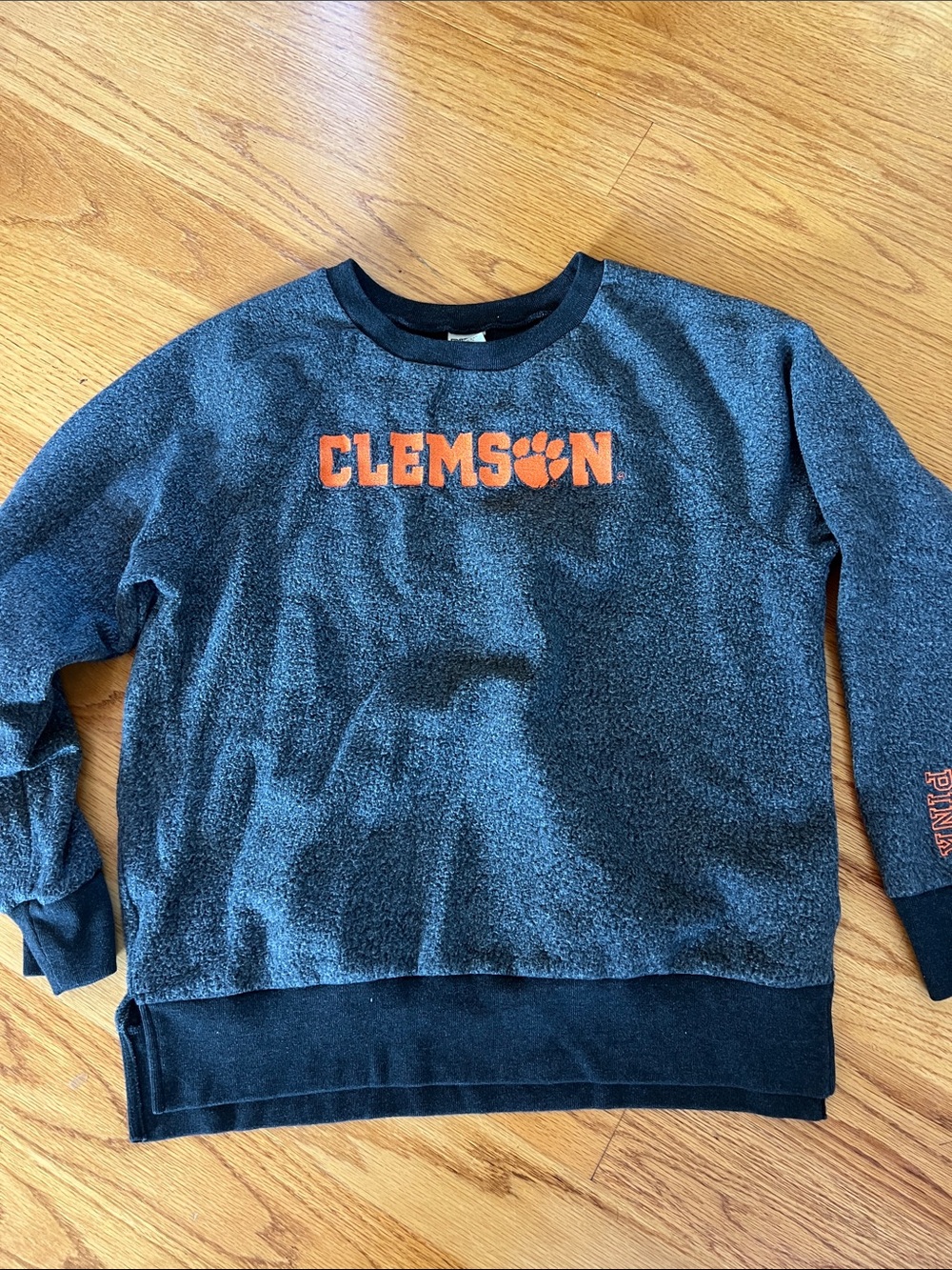 PINK Victoria's Secret Gray Crewneck Sweatshirt with Orange Clemson Logo Small